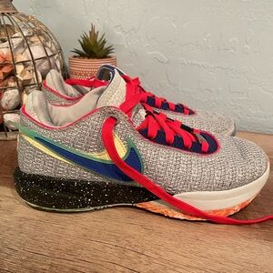 Nike Gray Sneakers with Red and Blue Accents